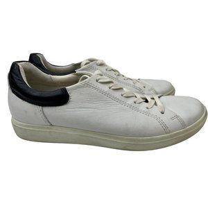 Ecco Women's Soft 7 White/Black Leather Casual Sneakers Size EU 38/US 7-7.5